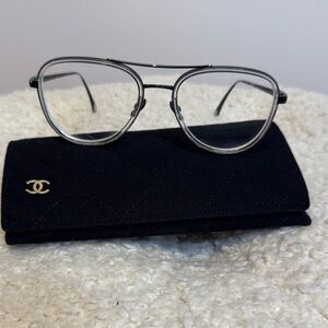 CHANEL Women's Aviator Glasses in Black